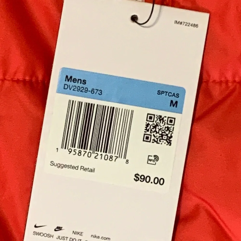 Nike Sportswear Synthetic Fill Down Orange Vest Men's Size Medium DV2929-673